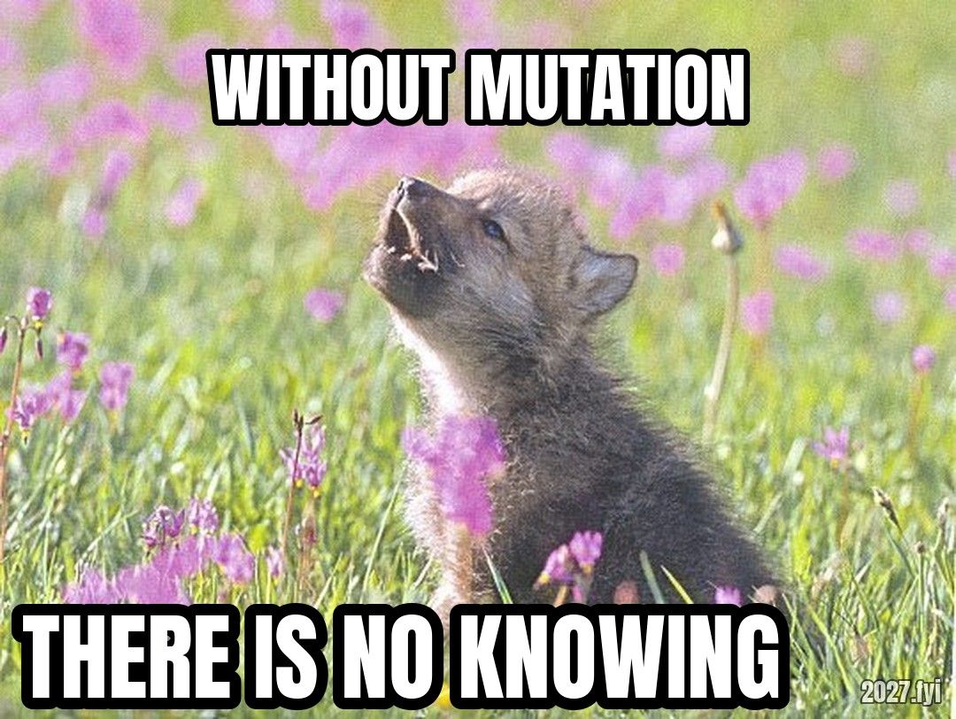 A wolf pup howling in a meadow. WITHOUT MUTATION / THERE IS NO KNOWING