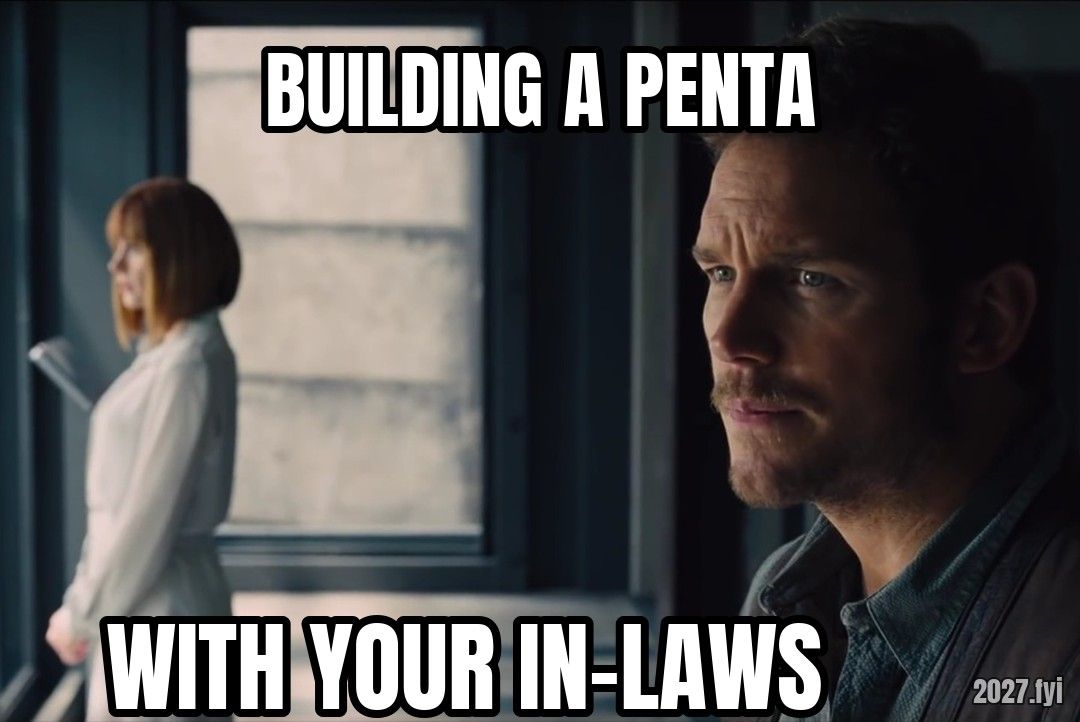 Owen Grady watching someone leave. BUILDING A PENTA / WITH YOUR IN-LAWS