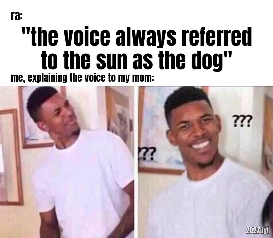 Nick Young looking confused with question marks. ra: "the voice always referred to the sun as the dog" / me, explaining the voice to my mom: